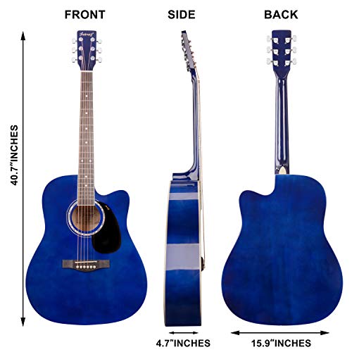 Image of JUAREZ Arpeggio 41 Inch Acoustic Guitar Kit, JRA41SP-BL Spruce Top, Rosewood Fretboard & Bridge, Truss Rod, Chrome Die Cast Machine Tuners, Blue