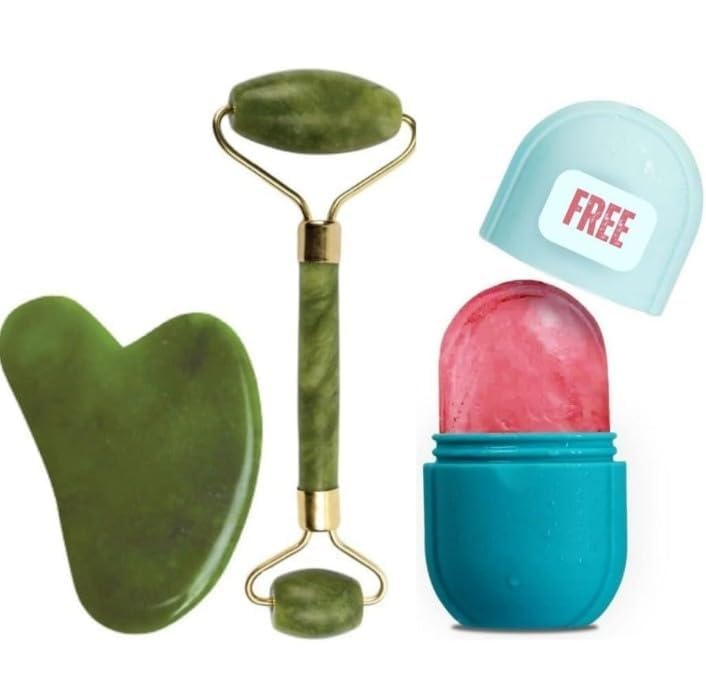 NOCXTUN Jade Roller & Gua Sha Stone - Set of 3 with Ice Roller for Face, Guasha Facial Tool & Gua Sha Stone for face, Facial Ice Roller & Ice Massager for Face, (B0CZDVFLHD) Amazon Price History, Amazon Price Tracker