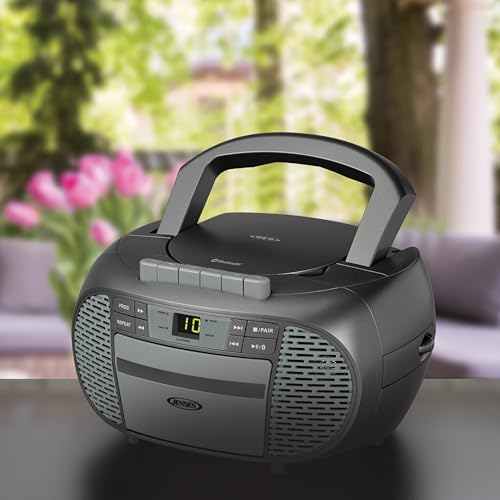 image for JENSEN CD-550BT-GR Portable Stereo Bluetooth CD Cassette Recorder with