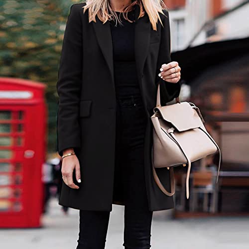 Long Blazers For Women Business Casual Notch Lapel Loose Fit Suit Jacket - image 5