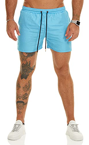 OuBER Men s Light Athletic Short Workout Quick Dry Shorts for Running Swiming Gym Training Shorts Sky Blue,L
