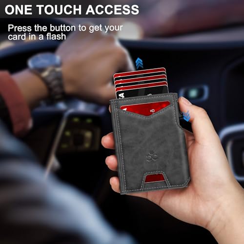 Image of Wallet for Men Wallet with Slim Pop Up Card Holder 9-13 Cards, Bifold Minimalist Smart Wallet RFID Blocking Credit Card Holder with ID Window & Stretchable Cash Slot Compact Metal Aluminum Card Case