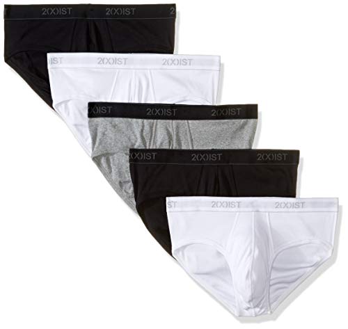 2(X)IST mens Essential Cotton No Show 5-pack Briefs, White/2deep Black/Grey Heather - 11904, X-Large US