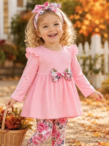 Image of Doresbebe Baby Girl Clothes Toddler Girl Outfits Infant Girl Summer Clothes for Girl Ruffle Shirt Pants+Cute Headband 3PCS