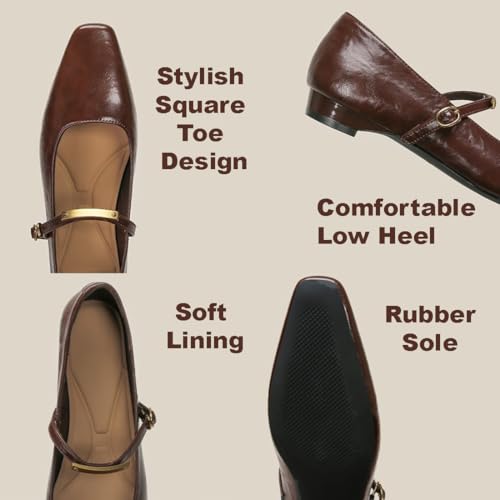 Women's Ballet Flat Mary Jane Flats Patent Leather Closed Square Toe Flats Shoes Women Dressy Comfortable4