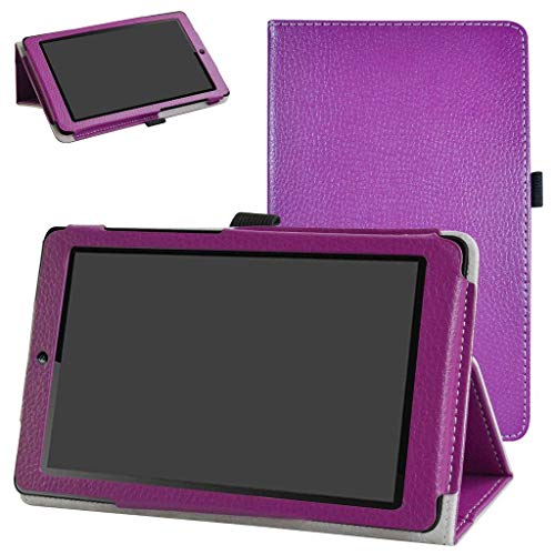 MediaPad T3 7.0 Case,Mama Mouth PU Leather Folio 2-Folding Stand Cover with Stylus Holder for Huawei MediaPad T3 7.0 Inch Tablet,Purple