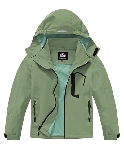 Image of Kids Rain Jacket Boys Girls Lightweight Raincoats Kids Outdoor Windbreaker Jackets with Detachable Hood