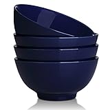 DOWAN 20 Ounce Ceramic Soup Bowls, Cereal Bowls, 4 Packs, Navy Blue, Stackable