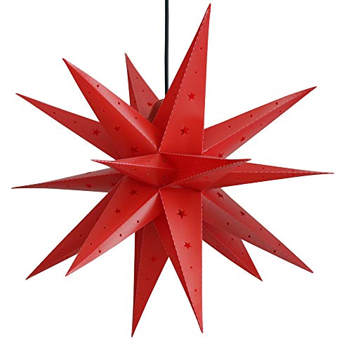 Preisvergleich Produktbild ETiME Adventsstern Weihnachtsstern Stern 3D Kunststoff Außenstern Faltstern Fensterstern Deko 60cm Rot Faltstern (Rot)