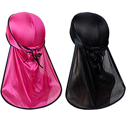 Silky Durag (2PCS/3PCS) with Extra Long Tail and Wide Straps Headwrap Du-Rag