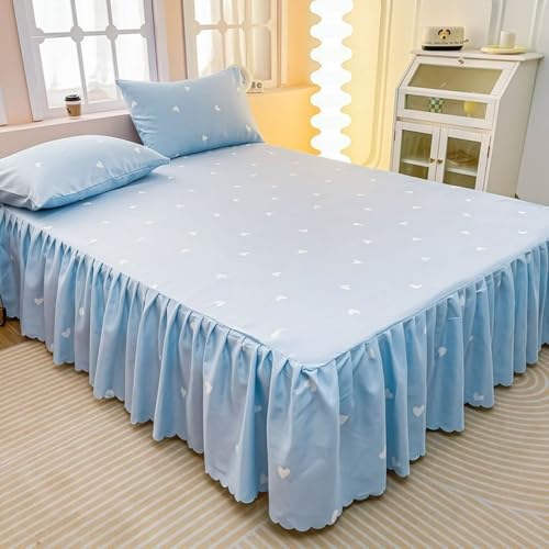 Falda de cama azul para proteger somier y cubrecolchón 3