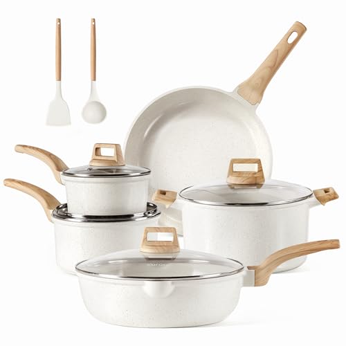 CAROTE 11 piece ceramic pots and pans, Cream White