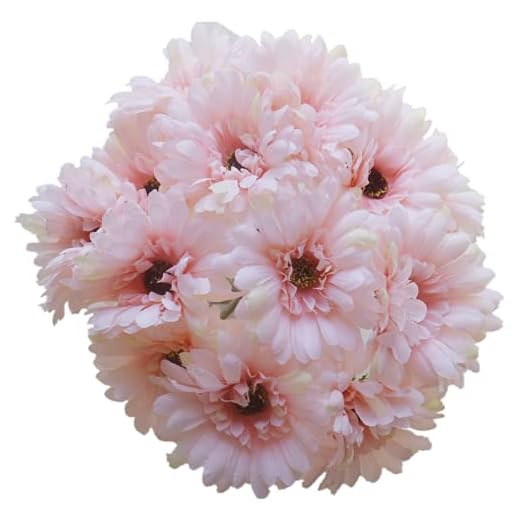 15 flores de margaritas de seda artificiales, flores falsas de gerbera, ramo de boda para el hogar, bodas, fiestas, centros de mesa de bricolaje (color rosa claro)