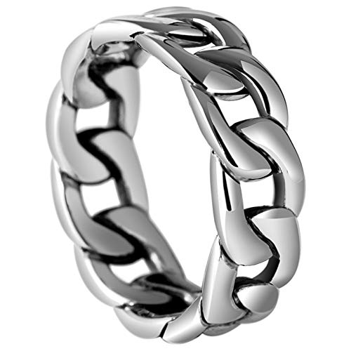 Bague homme argent chaîne tressée 6mm style punk rock KnSam