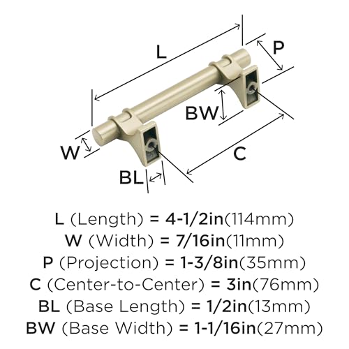 Image of Amerock | Cabinet Pull | Golden Champagne | 3 inch (76 mm) Center to Center | Davenport | 1 Pack | Drawer Pull | Drawer Handle | Cabinet Hardware