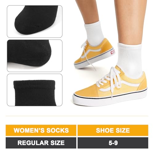 Women's Athletic Crew Socks, 6 or 12 Pairs, Size 5-9, Black White Gray2