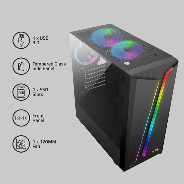Image of Artis G8308 Computer Gaming Cabinet Support ATX, Micro ATX Motherboard, 1 x 120mm RGB Fan with Sturdy Built Quality