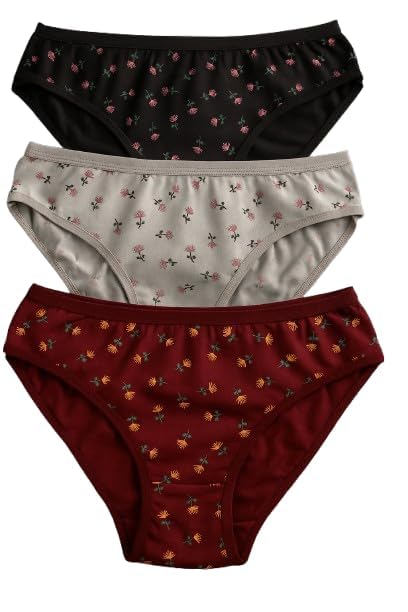 Flomex® Women's Floral Print Cotton Hipster Panties, Pack of 3-picture-42