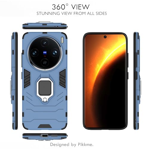 Image of Amazon Basics Back Cover for Vivo X100 Pro 5G| 360 Protection Case| D5 Tough Armor Bumper Case (Blue)