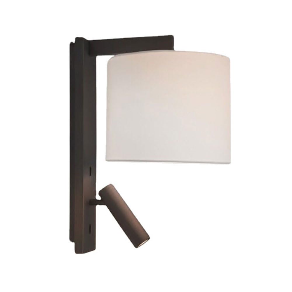 Aplique de pared de lino Foco de lectura de cabecera moderno ajustable Lámpara de pared de decoración interior cilíndrica con pantalla de tela e interruptor de encendido / apagado, accesorio de ilumin