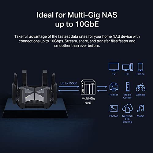 Image of TP-Link AXE16000 Quad-Band WiFi 6E Router (Archer AXE300) - Dual 10Gb Ports Wireless Internet Gaming Router, Supports VPN Client, 2.5G WAN /LAN + 4 x Gigabit LAN Ports