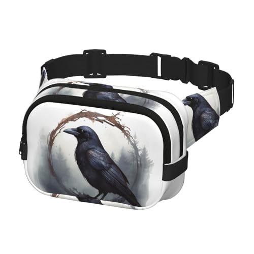 Sac banane noir homme et femme en forme de corbeau avec sangles réglables