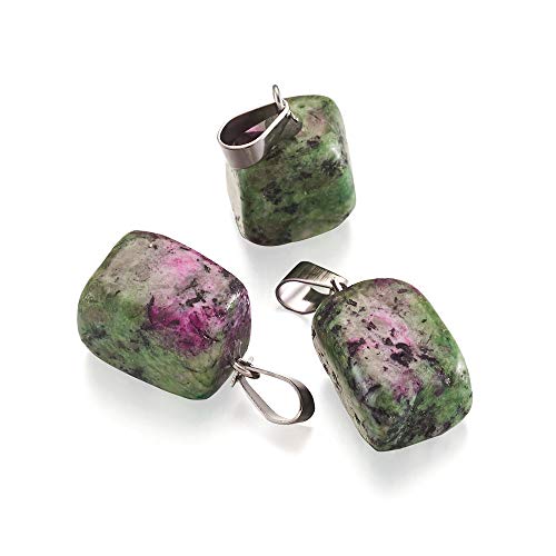 Beadthoven 24Pcs Natural Ruby In Zoisite Pendants Irregular Healing Stone Crystal Chakra Reiki Nugget Tumbled Rock Green Purple Gemstone Charm Beads For Diy Necklace Jewelry Making #TOP1