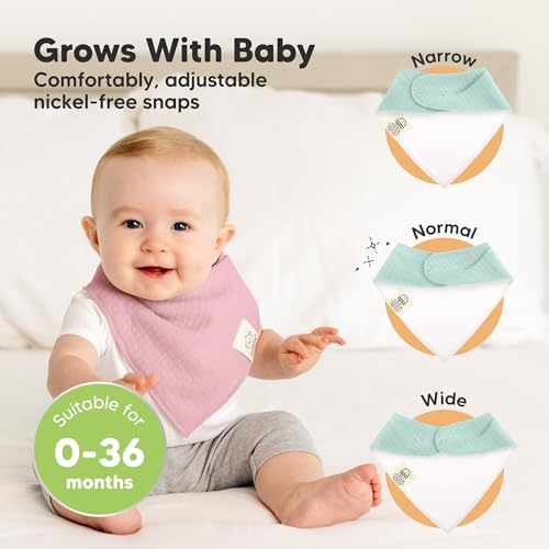 Image of 8pk Organic Baby Bandana Bibs for Drooling Teething (Muted Pastel /Quin)