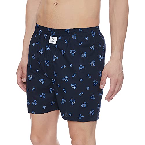 Image of Longies Pure Mens 100% Cotton Boxers (Pack of 3) Regular Printed Shorts (LGBOXPO3V001 Navi,Cream,Brown3301 M)