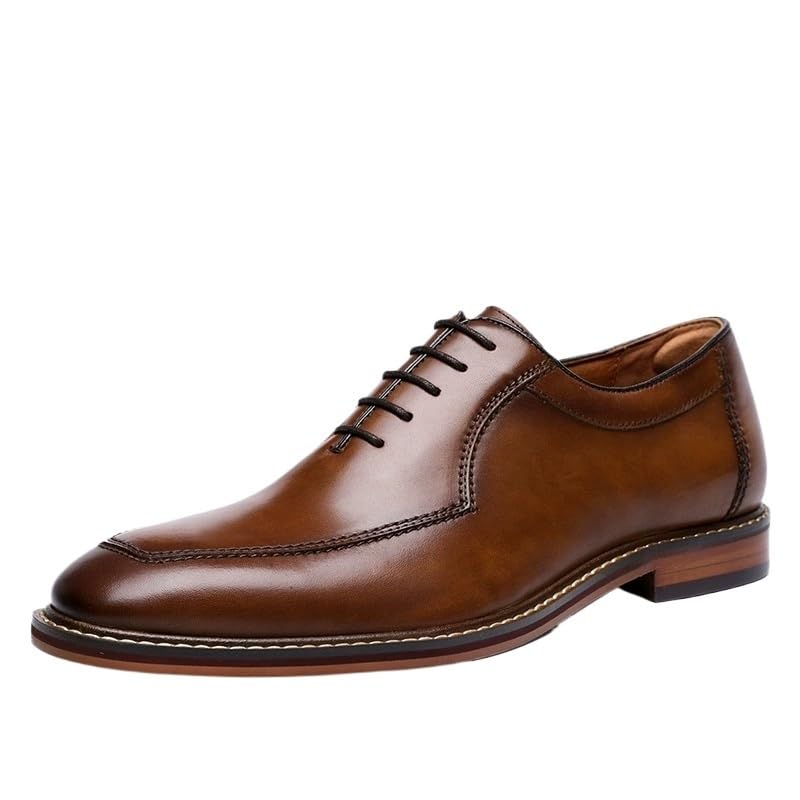 Top Grain Leather Lace-Up Dress Shoes Men Pigskin Rubber Sole Business Gentlemen Formal Shoes
