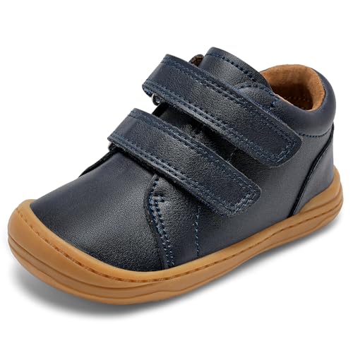 IceUnicorn Lauflernschuhe Kinder Jungen Kinderschuhe Mädche Weich rutschfest Kindergartenschuhe Leder Barfußschuhe Kinder Lederschuhe(Klassisch Dunkelblau, 26EU)