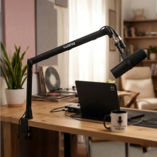 Image of Kadence NB55-BK Touring Series Professional Mic Boom Arm Stand | Heavy-Duty Steel Build & 1.5kg Load Capacity | 360 Adjustable Desk Mount | For Podcasting, Streaming & Studio Recording | Black