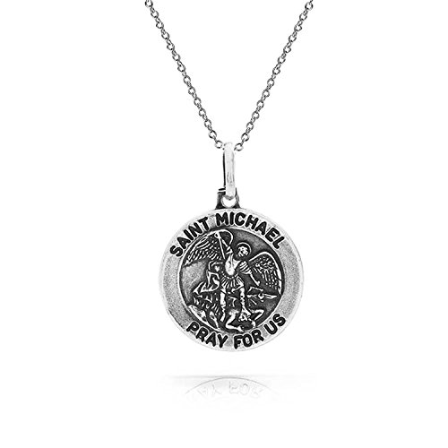 Preisvergleich Produktbild Religiöse Medaille Parton Der Militärischen Polizei Sicherheit Saint Michael Anhänger Halskette Damen Sterling Silber