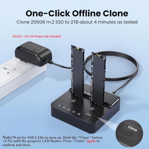 chenyang USB 3.2 Gen 2X2 20Gbps Dual Bay M.2 NVME SSD Cloner Dock miniatura 3