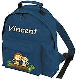 Mein Zwergenland Kindergartenrucksack Classic mit Name Löwen, 8 L, Dunkelblau