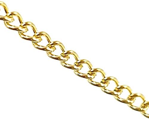 Sparkling Thin Light Gold Curb Cuban Link Chain Mini Spool for Jewelry Making, Crafts, Decor (1.7 x 2.5 mm) 2mm image 4