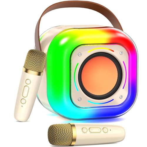 HWWR Karaoke Machine for Adults Kids: Portable PA System with 2 Wireless Microphones, Karaoke Speaker with 3.5