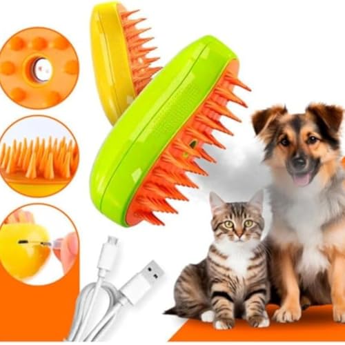 Escova Pet Para Cães e Gatos Remoção de Pelos 3 em 1 massageadora Autolimpante Premium