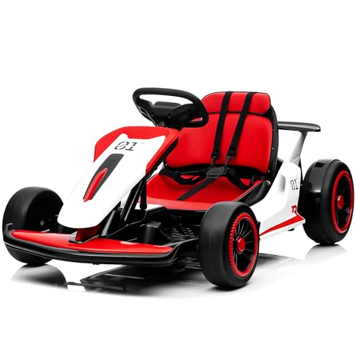 Go Kart, JOYRACER Ride On Race Car for Kids, 24V Drift Kart Car W/ 10Ah Large Battery, 2x150W Powerful Motor, Drift/Sports Mode, Music, Max Load 110lbs, 2 Speed Available