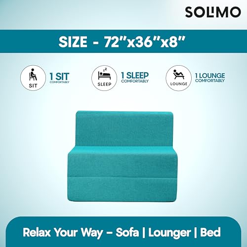 Image of Amazon Brand - Solimo 1 Seater 3 * 6 Jute Fabric Washable Cover Sofa Cum Bed 1 Seater Double Foam Fold Out Sofa Cum Bed (Finish Color - Sky Blue Delivery Condition - Pre-Assembled)