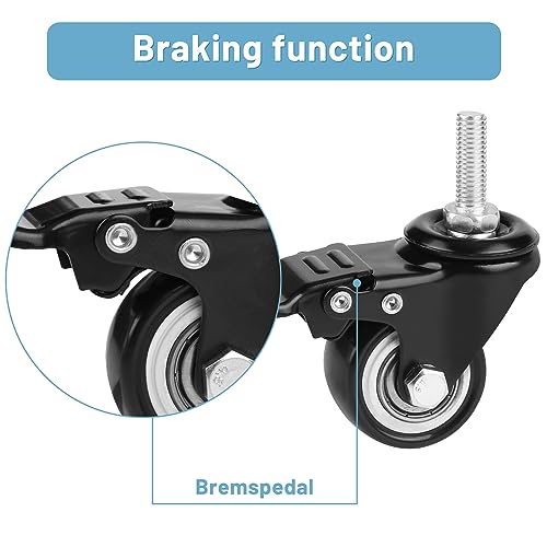 LALAGO Set di 4 ruote con freno M8×25mm, ruote da