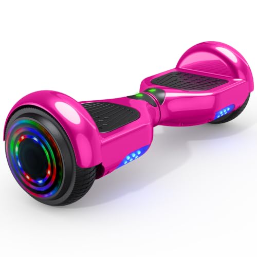 Starship Hoverboard with Bluetooth Speaker, Chrome Color Self Balancing Scooters with Science Fiction Design and 6.5 inch LED Wheels (Chrome Pink)