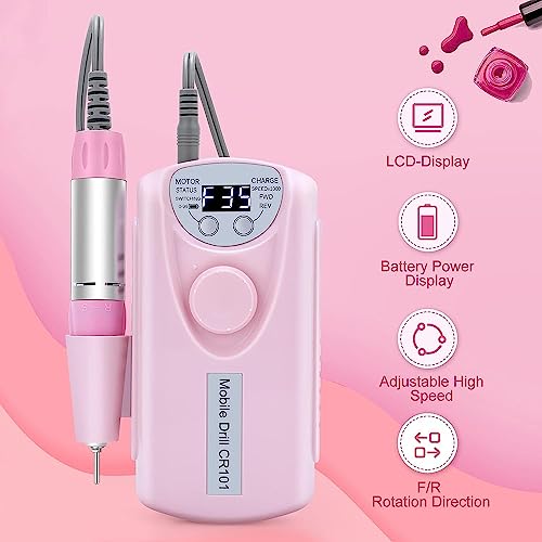 INOG Portable Rechargeable Nail Drill Machine Manicure Machine Electric Nail File Nail Art Tools Set for Nail Drill - Image 2