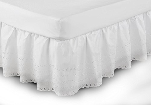 Broderie Anglaise Fácil De Encajar Cenefa Para Cama En Blanco