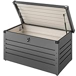Gardebruk® Outdoor Storage Box | 385L | Gas Lift | Metal Garden Tool Box with Lid | 120x62x63cm | Lockable Toy Storage Box | Waterproof | Includes 2 Keys | Anthracite Finish