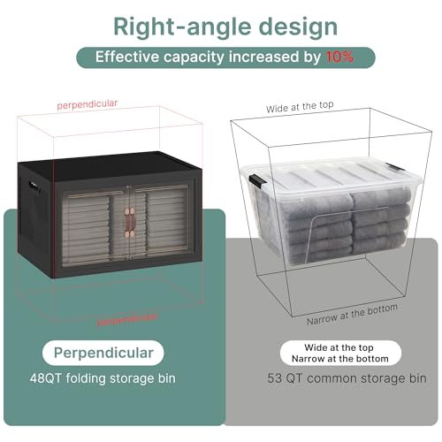 Image of UAMFURI 144QT Lockable Storage Bins with Lids - Stackable Storage Cabinet with Doors and Wheels, Collapsible Plastic Organizer and Containers for Closets, Office, 3 Pack Cubes
