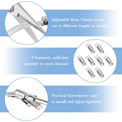 Hose Clamps 10Pcs Jubilee Clips 2.5m/8.2ft Stainless Steel DIY Worm Clamp with 8 Fasteners Fasteners Pipe Clamp Adjustable Hose Clamps with 8MM Socket Screwdriver for Tube Plumbing and Fuel Line - Image 4