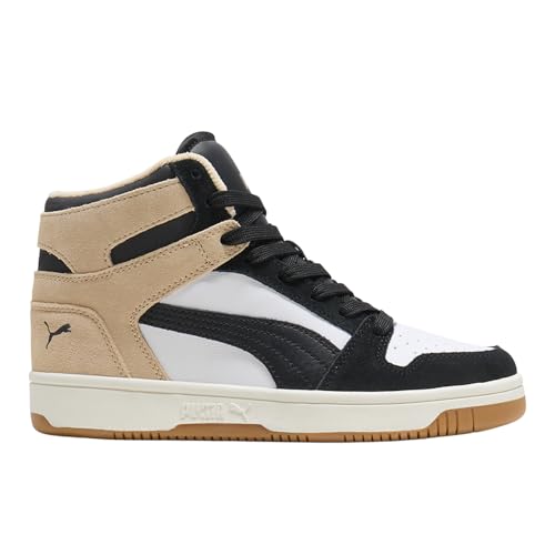 Image of PUMA Womens Rebound Layup Mid Shoes Puma White /Puma Black /Cashew 6.5 Medium