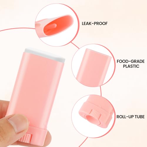 50-Pack Empty Deodorant Containers for Homemade - 0.5 oz/15ml Oval Refillable Deodorants Tubes, BPA-Free Twist-Up Plastic Sticks, Reusable DIY Deodorant Bottles for Balms & Solid Perfumes,Green4