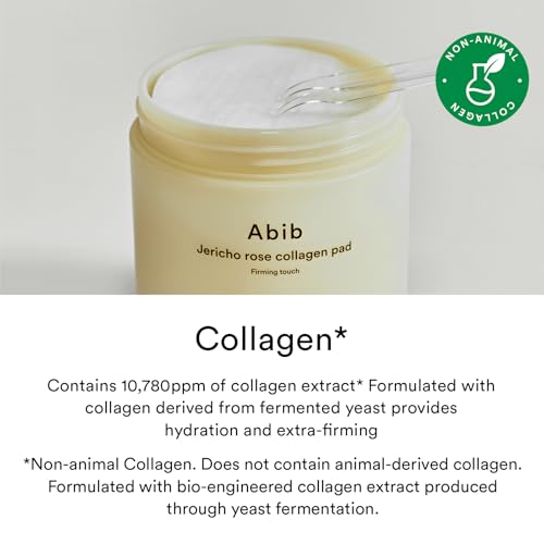 Image of Abib Jericho Rose Non-animal Collagen Pad Firming Touch 60pads 8.45 fl.oz. | Korean Anti-aging Toner Pads for Face with Niacinamide, Peptides, Cleansing, Skin Care